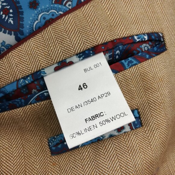 Joseph Turner Yorkshire Gilet Waistcoat Moon Wool Linen Herringbone Tan Sz 46 - Picture 6 of 11